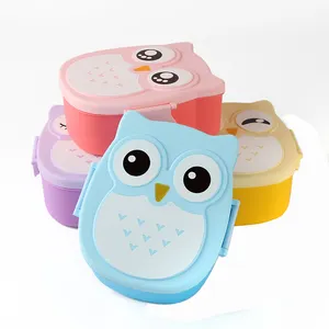 OEM plastic high quality custom color owl animal cartoon kids bento lunch box