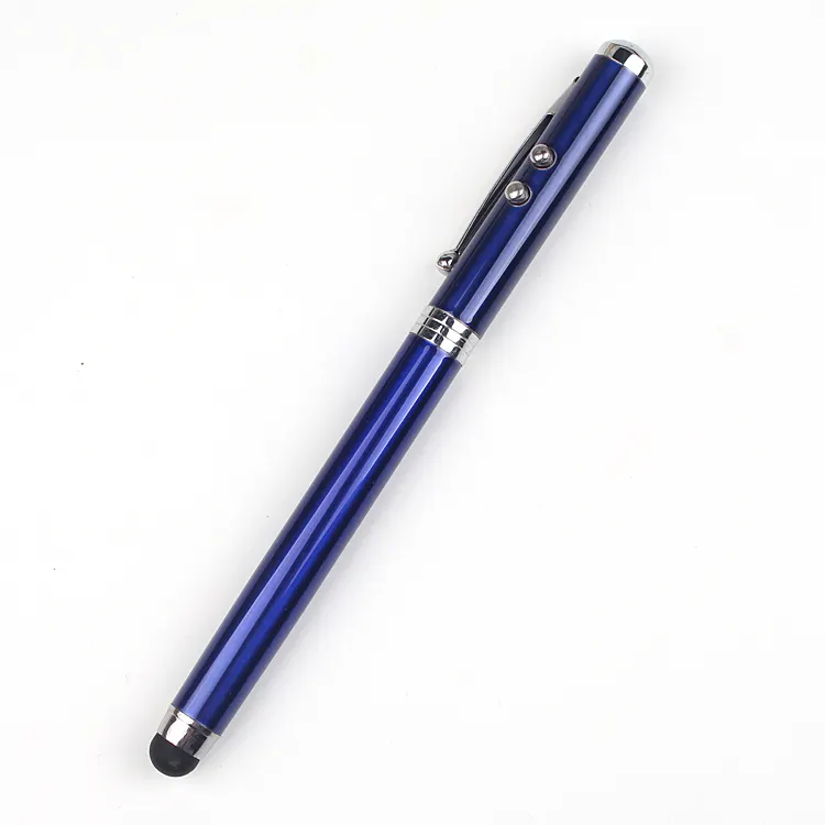 4 in 1 çok fonksiyonlu metal tükenmez kalem özel Logo tükenmez kalem ile vurgulayıcı stylus lazer kalem