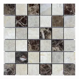 Polished Dark Emperador Marble Long Octagon Stone Mosaic Tile