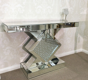 Mesa de salón de <span class=keywords><strong>consola</strong></span> de <span class=keywords><strong>cristal</strong></span> flotante con espejo veneciano contemporáneo - Product Image 3
