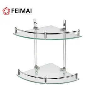 Double Triangle Glass Shelf for Bathroom Corner Wholesale Price