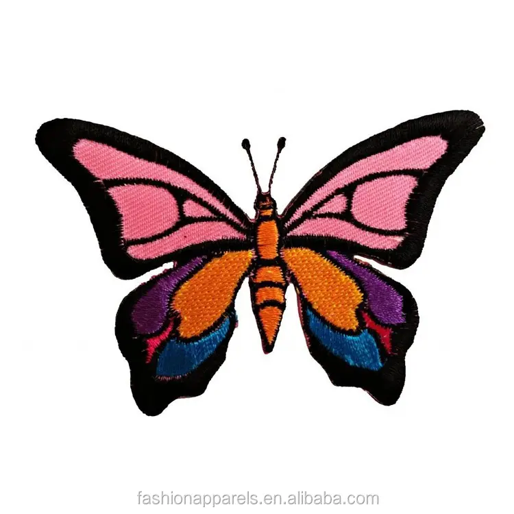 Customized Coloful Full Embroidered Butterfly Applique Patch For Clothing