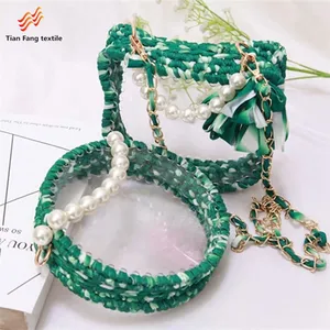 Kualitas Tinggi Crochet Kain Benang Harga Murah Warna Yang Berbeda Crochet Strip Kain Benang Rajut Wanita Tas