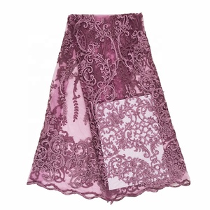 <span class=keywords><strong>Tissu</strong></span> africain en dentelle brodée bordeaux, livraison gratuite, haut de gamme, bon marché - Product Image 4