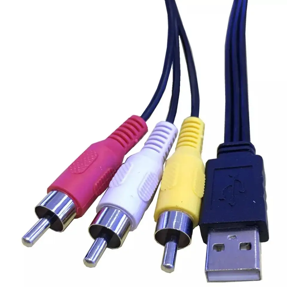 Cabletolink 2019 3 RCA إلى USB Aux الصوت محول فيديو AV محول كابل الحبل رابط للتلفزيون/ماك/PC