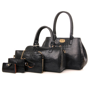 Personalizzato nuovo modello <span class=keywords><strong>a</strong></span> buon mercato imported 5 pezzo set in vera pelle di coccodrillo delle signore tote borse del sacchetto - Product Image 1