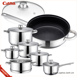 Cutstomized Logo Và Thương Hiệu 12 Cái Thép Không Gỉ Cookware Set Với Nắp Thủy Tinh - Product Image 1