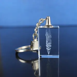 Personalized 3D Laser Crystal Cube Custom Keychain for Building Tourist Souvenirs