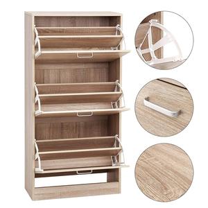 3-Tier <strong>Shoe</strong> Cabinet, <strong>Shoe</strong> Storage <strong>Cupboard</strong>, Adjustable <strong>Shoe</strong> <strong>Rack</strong> with Flip Doors Oak - Product Image 4