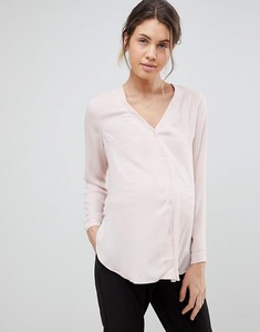 2021 gros femmes à manches longues bouton patte col en v <span class=keywords><strong>maternité</strong></span> <span class=keywords><strong>Blouse</strong></span> pour femme enceinte - Product Image 1