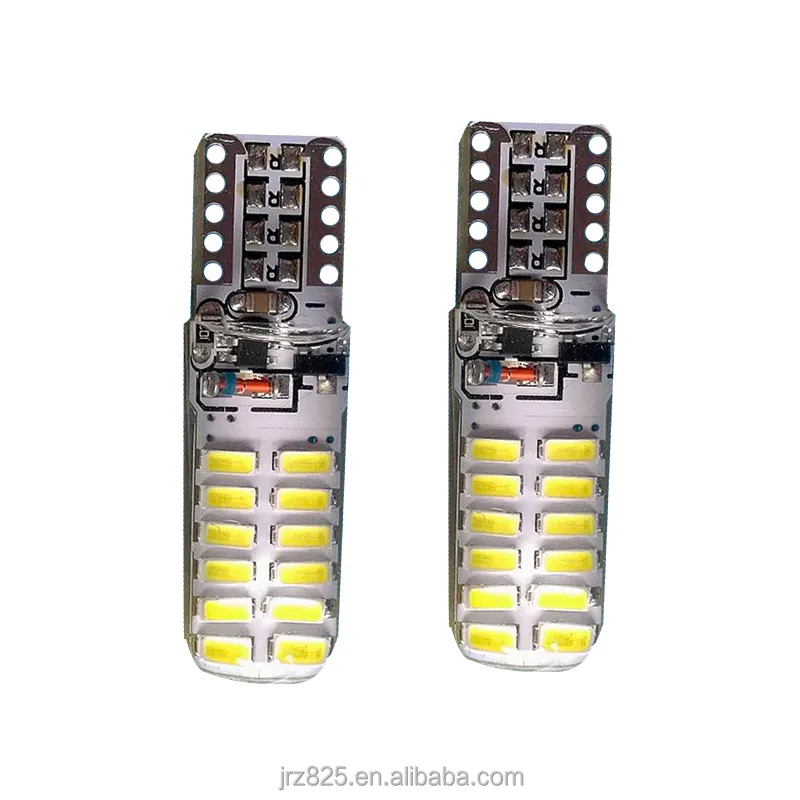 T10 Silicone Strobe Flash点滅24 smd 3014 LED 194 168 W5W 24SMD Car Auto License Plate Wedge Light Bulb Lamp White 12V
