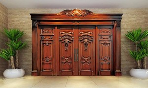 <span class=keywords><strong>Porte</strong></span> <span class=keywords><strong>d</strong></span>'<span class=keywords><strong>entrée</strong></span> en bois massif sculptée à 4 panneaux, de très grande taille, design <span class=keywords><strong>ancien</strong></span> - Product Image 2