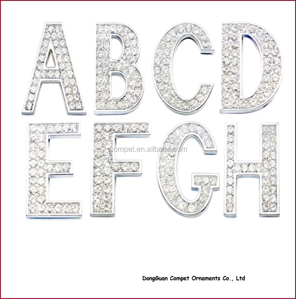 Diy pet Collar Accessories Alloy Alphabets 30mm Full Rhinestone Slide Letters