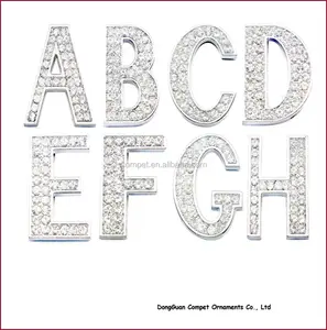 DiyペットCollar Accessories Alloy Alphabets 30ミリメートルFull Rhinestone Slide Letters