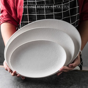 Usine directe 8/10/12/14 pouces ovale <span class=keywords><strong>assiette</strong></span> à dîner en porcelaine céramique et plats écologiques et économiques à faible quantité minimale de commande - Product Image 5