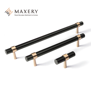 New Design Black T Shaped Solid Brass Cabinet Handles and Knobs Kitchen Long Handle Pulls - Product Image 2