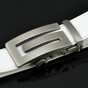 Personalizado <span class=keywords><strong>hebilla</strong></span> automática <span class=keywords><strong>sin</strong></span> agujero blanco cuero genuino hombres <span class=keywords><strong>cinturón</strong></span> - Product Image 5