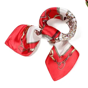 Neckchief bufanda musulmán moda personalizada 60x60 cm diseño de impresión bufanda de seda cuadrada