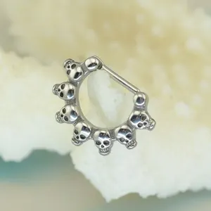 Crâne piercing septum réel mamelon anneau bague cheval pour fille