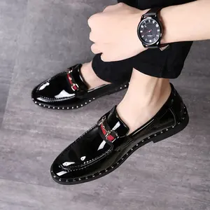 SS0342 Fashion 2018 stylish men slip on pu leather shoes new model men's casual rivet shoes