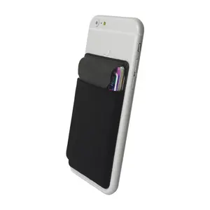 Sticky Custom Logo Flexible Smart Wallet Pocket with TOP Lycra Phone Pouch Card Holder