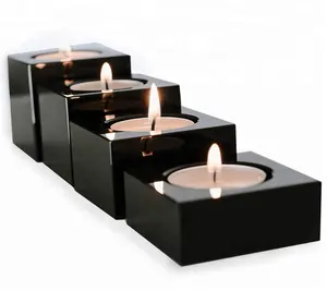 Black Crystal Candle Holders Satin Lined Gift Box