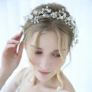 Charming Hair Vine Big Crystal With Flower Wedding Bridal Tiara Hair Accessories Headband Jewelry Silver Headpiece