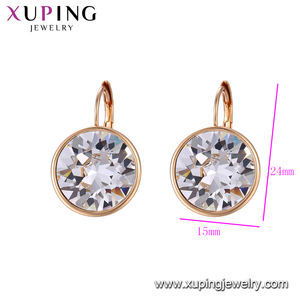 Xuping-pendientes dorados de 18 quilates con cristales grandes, elegantes, 96323 - Product Image 2