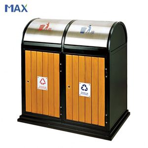 Contenedor de Basura de Madera y Acero Inoxidable para Exteriores MAX de Guangzhou, con Tapa Abatible - Product Image 3