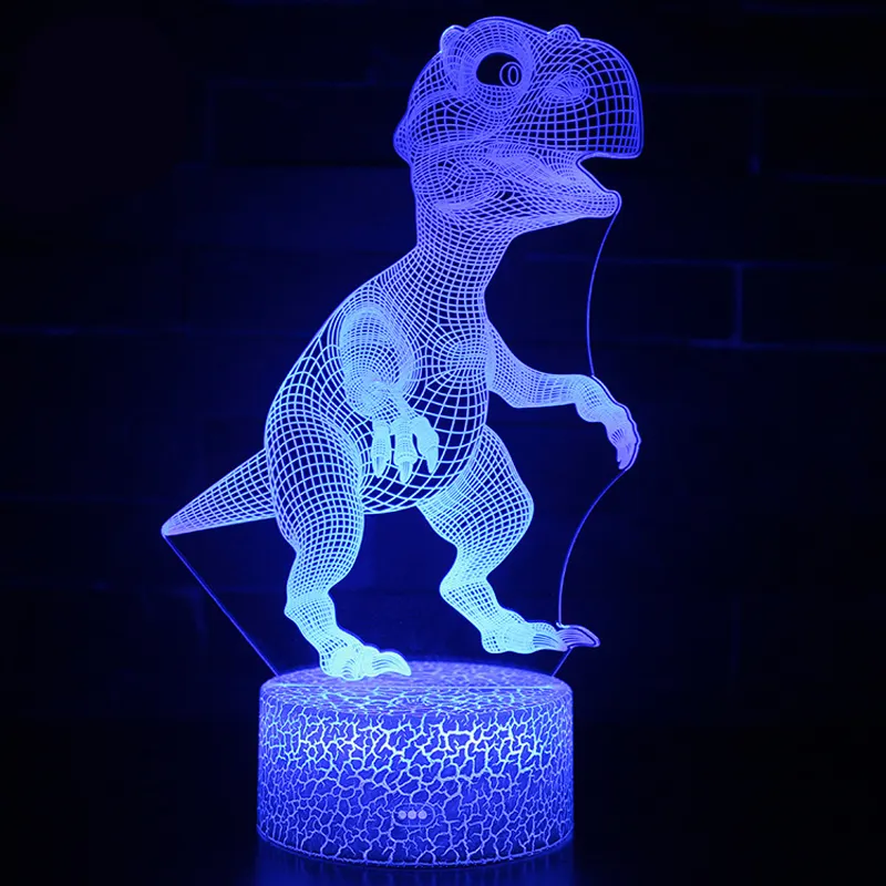 3D Illusion Led Lamp Dinosaur 7 Color Led Bulb Decoration Animal Night Light Touch Sleeping Nightlight Table Lamp Boys Gifts