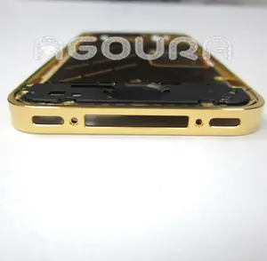 Iphone için lüks konut plaka altın çerçeve arka kapak