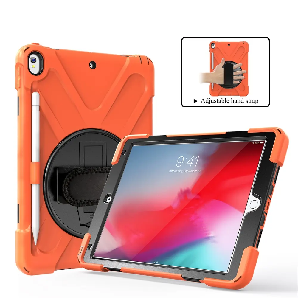 Shockproof pro 10.5 silicone tablet case for iPad air 3 10.5 with handle stand factory supplier