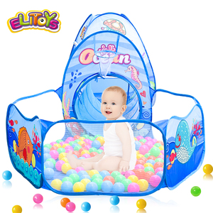 Tente de jeu pour enfants avec <span class=keywords><strong>Tunnel</strong></span> océan <span class=keywords><strong>piscine</strong></span> à balles avec panier cerceau pour tout-petits extérieur intérieur maison de jeux Pop up 3 en 1 pour enfants - Product Image 2