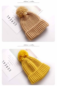 Wholesale Cute Cabel Knit Blank Hat <strong>Slouch</strong> Acrylic Winter Kids <strong>Beanies</strong> With Pom Pom - Product Image 5