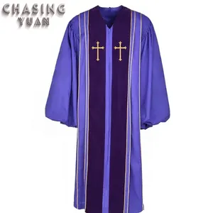 Унисекс духовенный халат Бишоп пурпурный халат с золотой отделкой латинские кресты