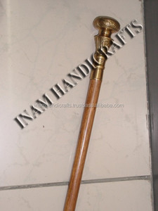 Canne de marche en bois avec poignée ovale et ronde en laiton, cannes de marche pour personnes âgées pour la randonnée - Product Image 4