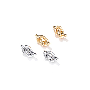 Gemnel di moda minimalista 925 in <span class=keywords><strong>argento</strong></span> placcato oro gioielli nodo perno <span class=keywords><strong>Mini</strong></span> taglio orecchino da donna - Product Image 2