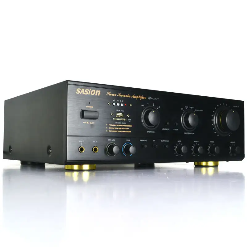 Promac amplificador de potência AV-502 db, para dj, 5.1ch, estéreo, home audio, profissional, com usb/sd/fm/bt