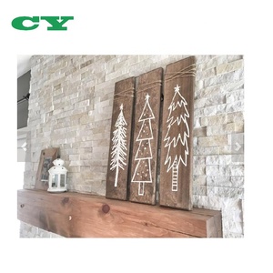 Agriturismo Decor Set di 3 Bianco Rustico In Legno Albero Di Natale Segni - Product Image 2