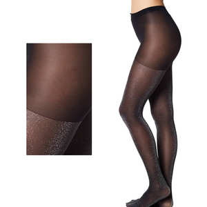 Womens Unique Opaque <strong>Plus</strong> <strong>Size</strong> <strong>Glitter</strong> <strong>Tights</strong> with High Waist - Product Image 1