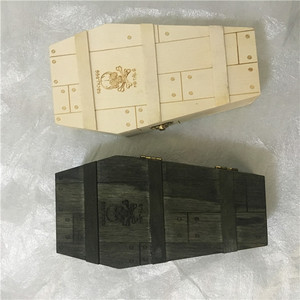 Halloween Quan Tài bằng gỗ hộp với bản lề nắp & Clasp Mini Quan tài lưu trữ đồ trang sức trường hợp với bộ xương sọ khắc thu nhỏ quan tài - Product Image 4