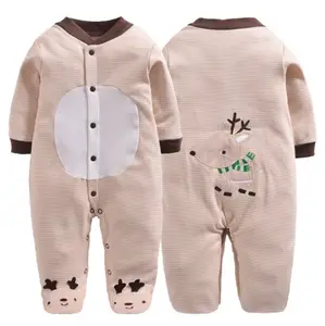 Cheap price good selling cotton snap button baby sleepsuit pajamas rompers with foot