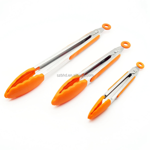 3 팩 내열성 실리콘 요리 통 식품 학년 스테인레스 스틸 주방 음식 집게 그립 - Product Image 2