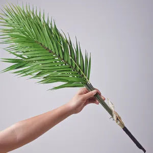 En gros six feuilles feuilles de palmier artificiel vert plantes 80 cm en plastique feuille