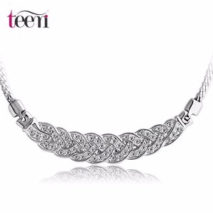Teemi 18k plateado <span class=keywords><strong>platino</strong></span> de lujo de alta calidad de <span class=keywords><strong>rodio</strong></span> plateado plata de la joyería de cristal austriaco collar corto Garga - Product Image 1