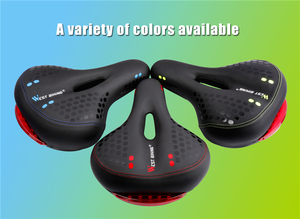 Sillín de bicicleta <span class=keywords><strong>MTB</strong></span>, cómodo sillín de bicicleta de cuero con luz trasera, diseño grueso y más ancho para ciclismo hueco - Product Image 3