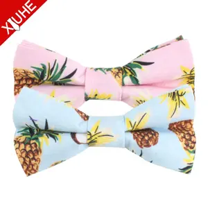 wholesale Pink and blue cotton printed children bow tie for decoration