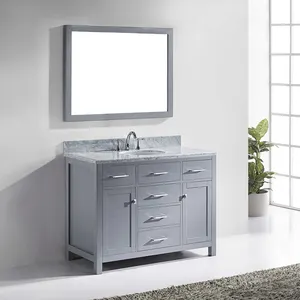 Clearance American solid oak wood bathroom cabinet grey painted modern bath vanity unit