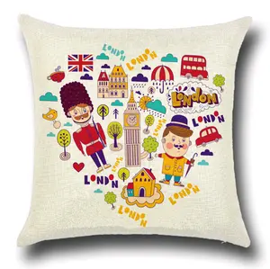 London Design Printing Cotton Linen Throw Pillow Covers Cushions