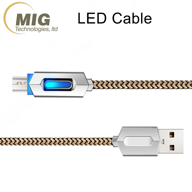 LED Tressé Micro USB Câble de Charge Android Câble pour Galaxy S7/S8 téléphone mobile câbles de Données 2A charge rapide soutien